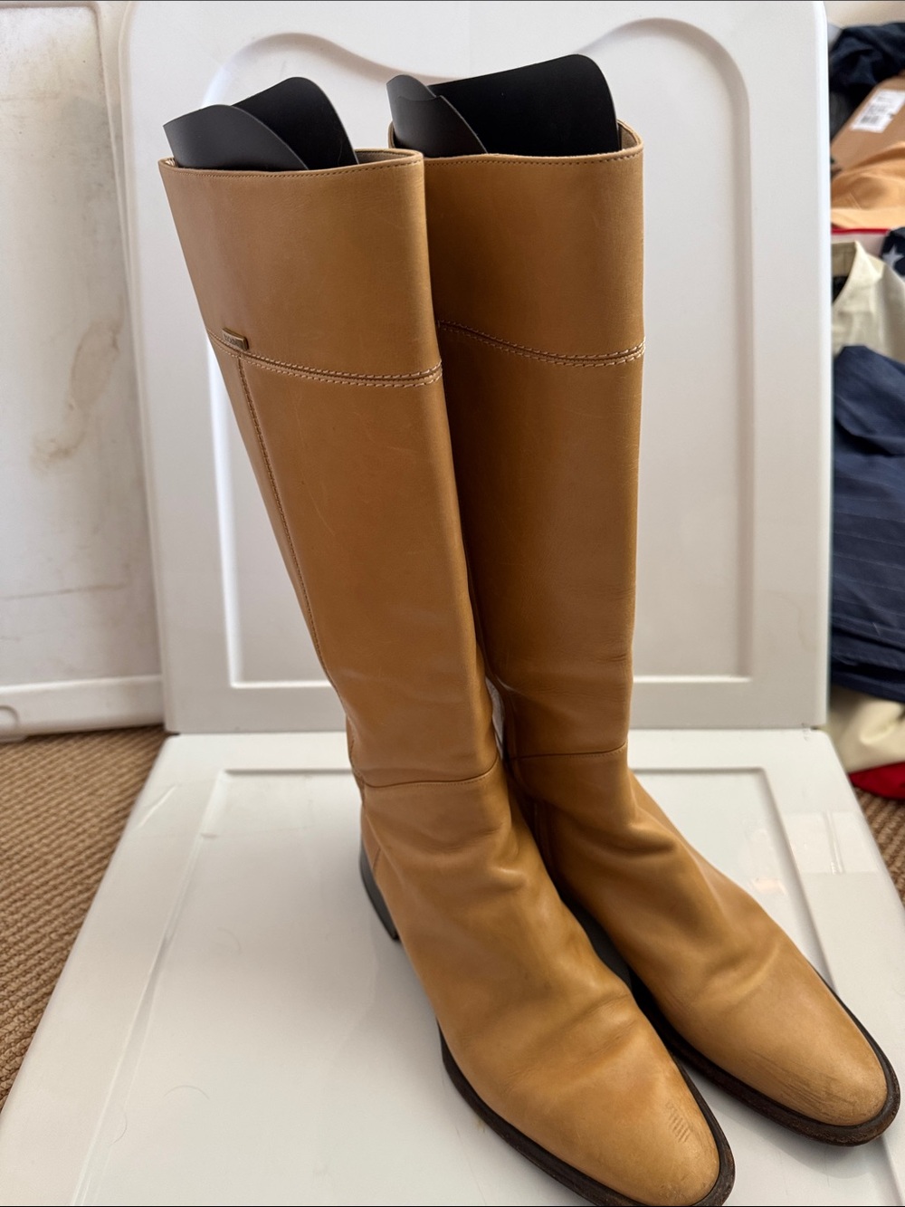Escada Tan Leather Tall Boots